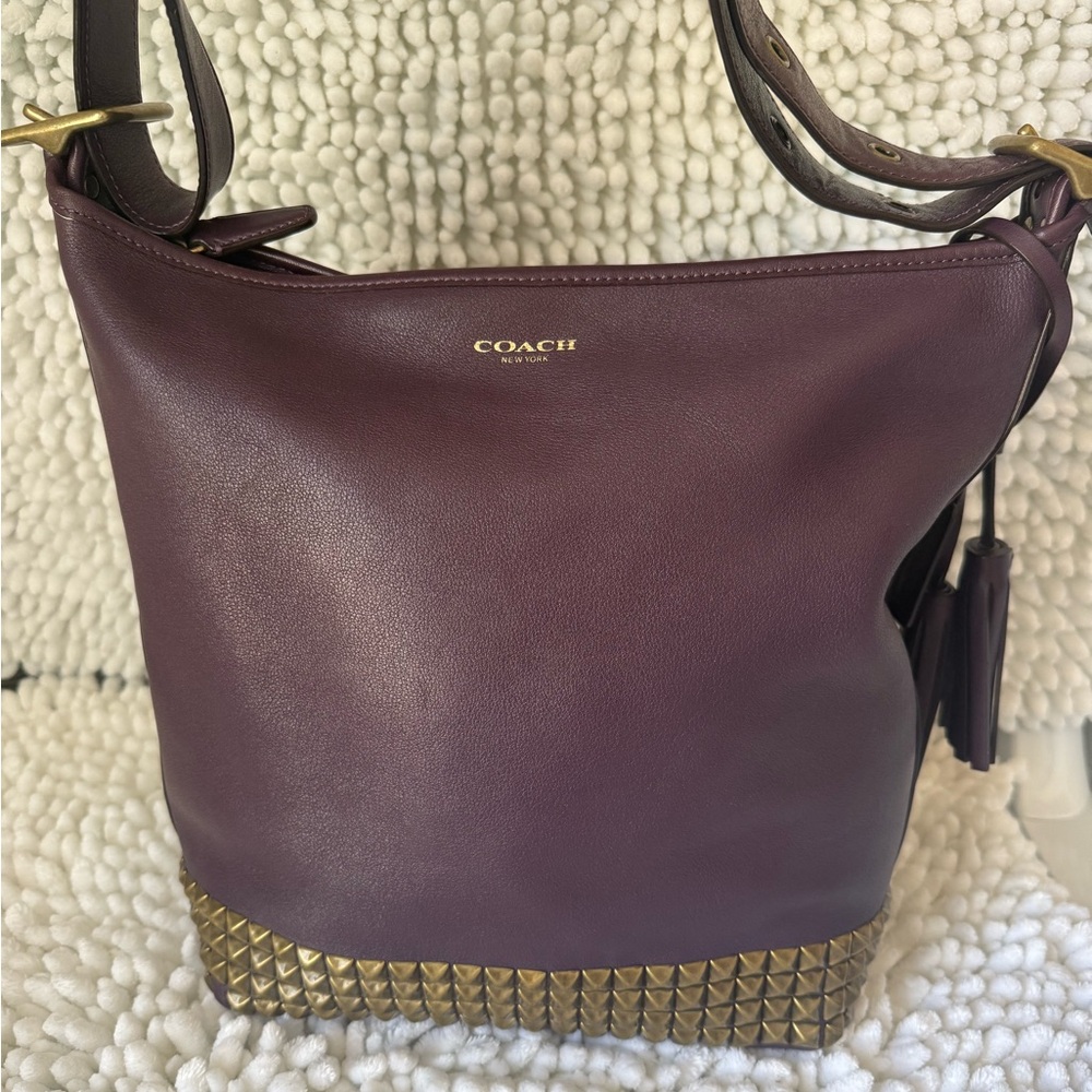Coach Purple Leather Studded Women's Bag